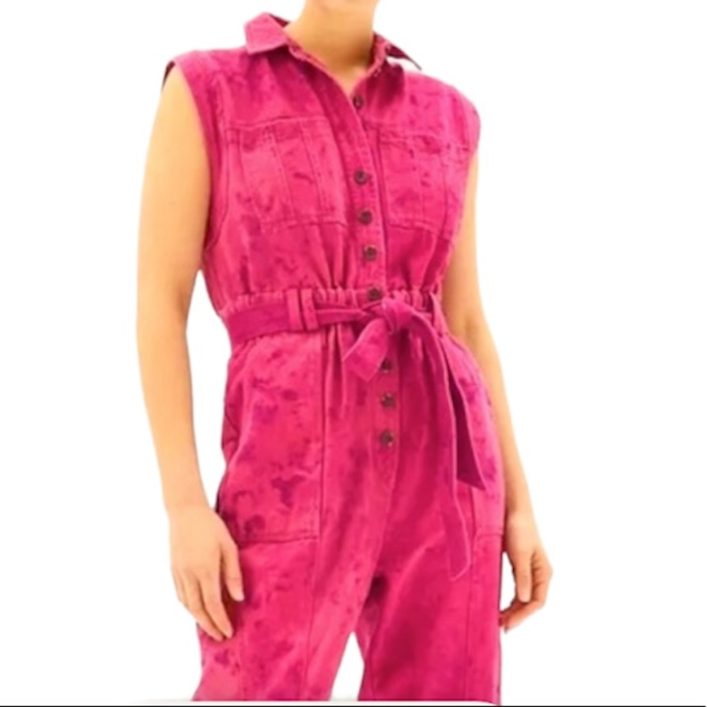 Urban Outfitters UO Pink Tie Dye Denim Jumpsuit size XS